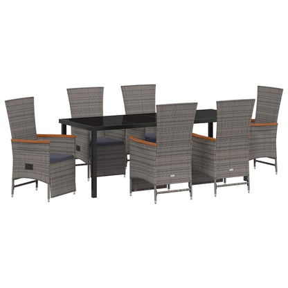Tuin Eettafelset Met Kussen 7 Pcs Grijs Poly Rattan