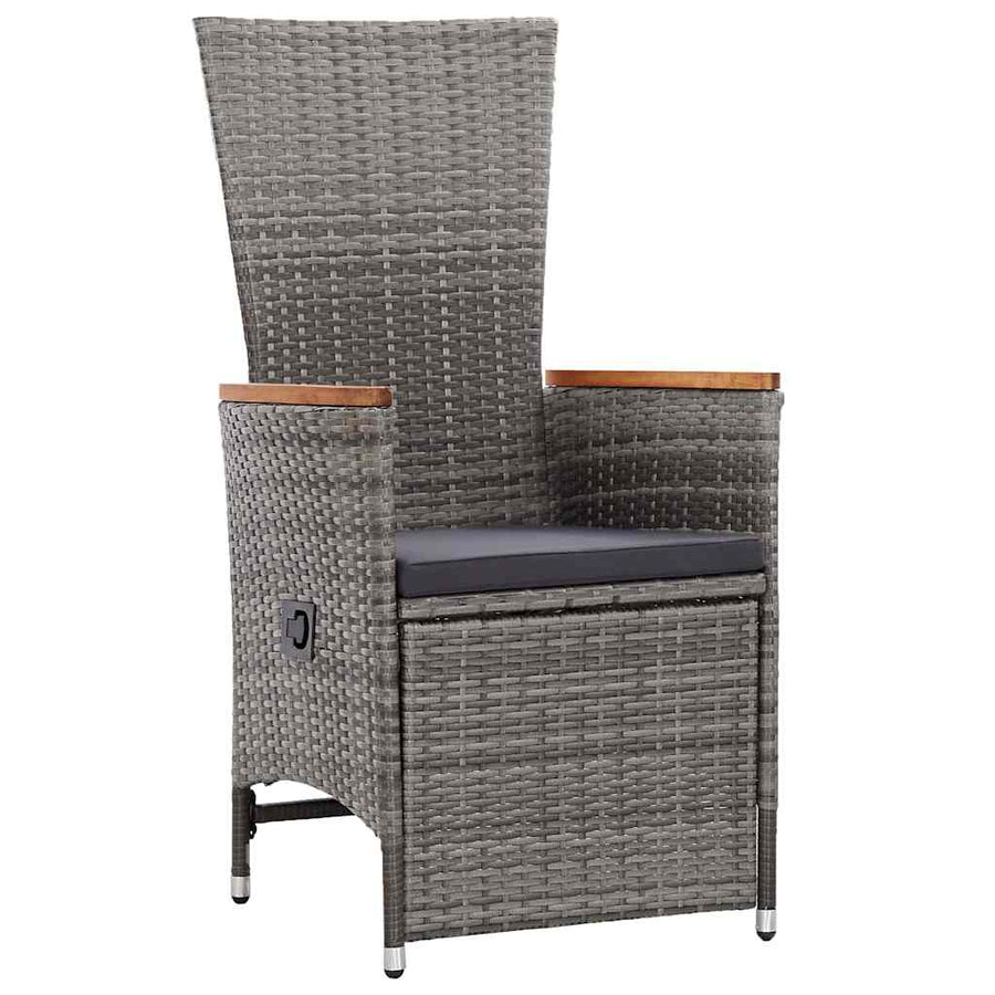 Tuin Eettafelset Met Kussen 7 Pcs Grijs Poly Rattan