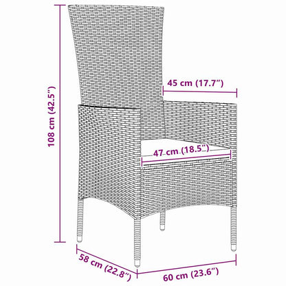 Tuin eettafelset met kussen 5 pcs Beige poly rattan