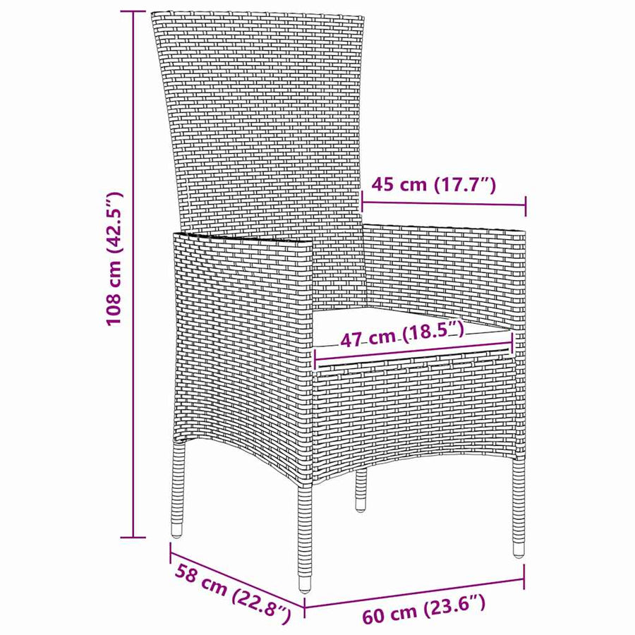 Tuin Eettafelset Met Kussen 9 Pcs Beige Poly Rattan