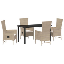 Tuin eettafelset met kussen 5 pcs Beige poly rattan