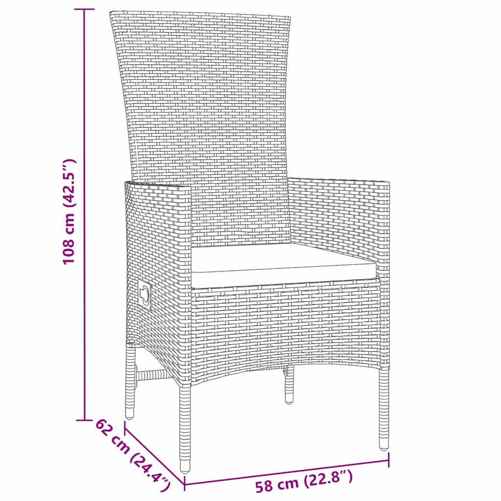 Tuin eettafelset met kussen 7 pcs Beige poly rattan