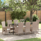 Tuin eettafelset poly rattan 9-delig beige