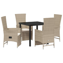 Tuin eettafelset met kussen 5 pcs Beige poly rattan