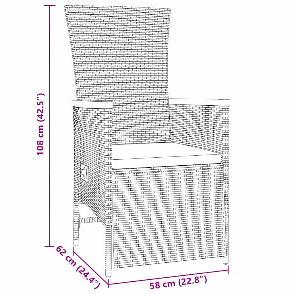 Tuin eettafelset met kussen 5 pcs Beige poly rattan