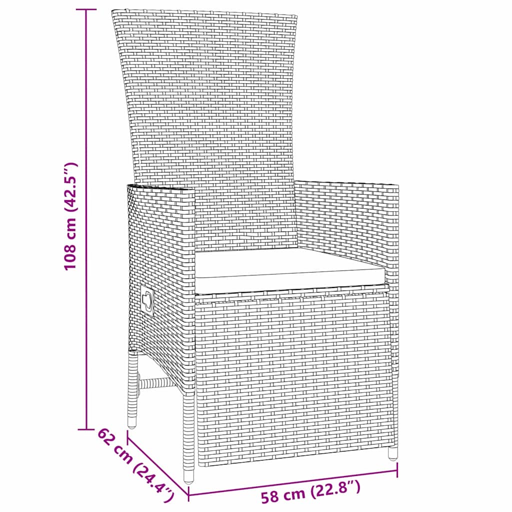 Tuin eettafelset met kussen 7 pcs Beige poly rattan