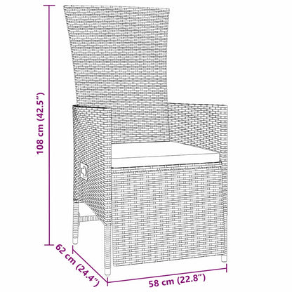 Tuin eettafelset met kussen 7 pcs Beige poly rattan