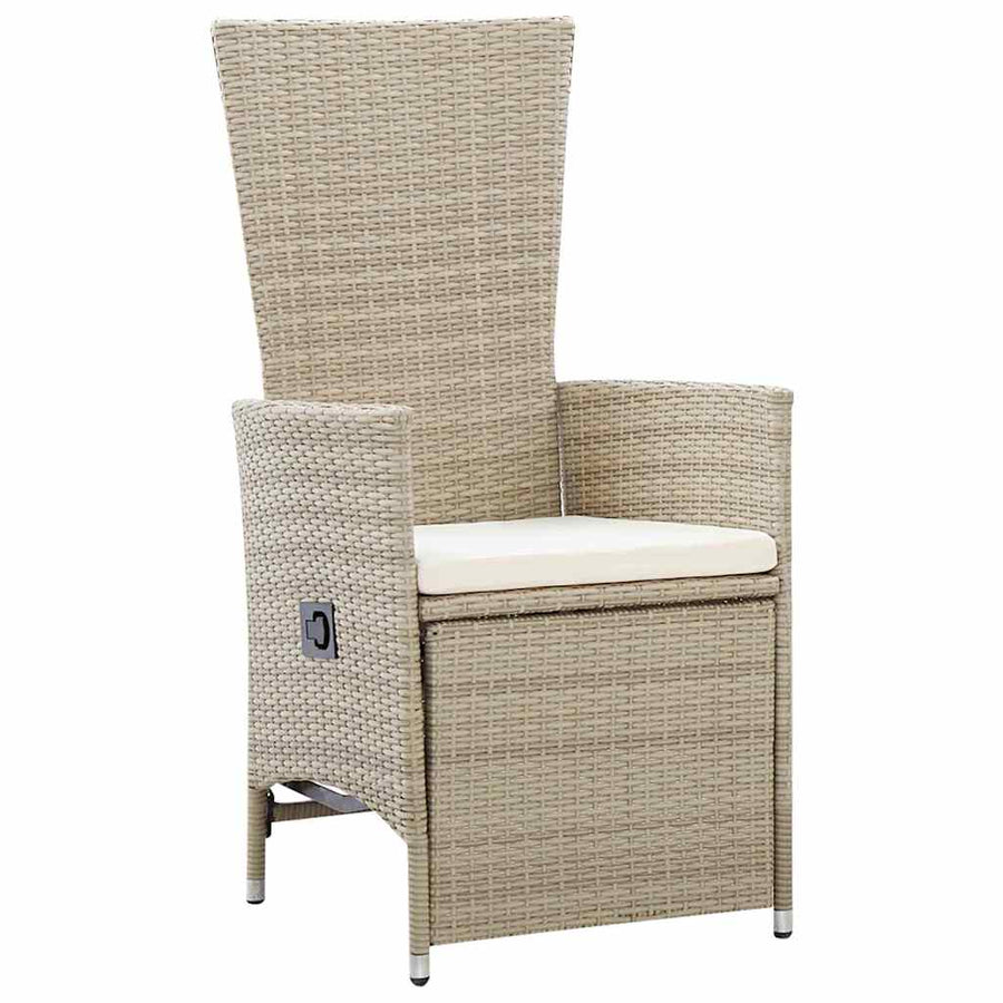 Tuin eettafelset met kussen 7 pcs Beige poly rattan