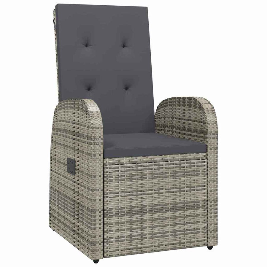 Tuin Eettafelset Met Kussen 7 Pcs Grijs Poly Rattan