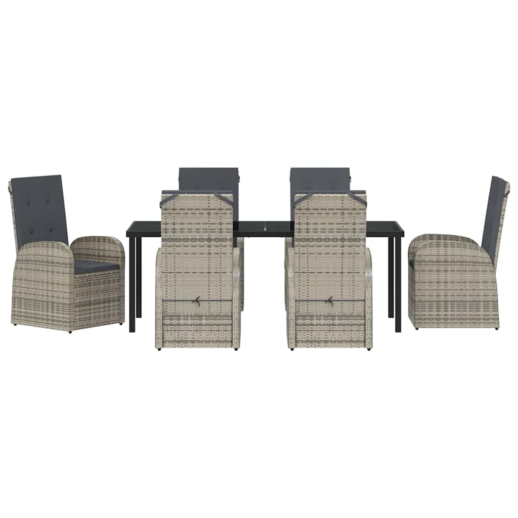 Tuin Eettafelset Met Kussen 7 Pcs Grijs Poly Rattan
