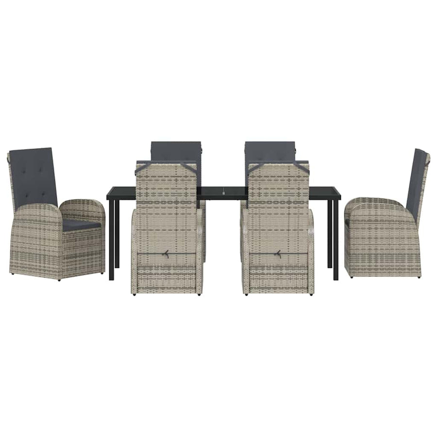 Tuin Eettafelset Met Kussen 7 Pcs Grijs Poly Rattan