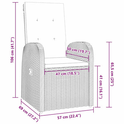 Tuin Eettafelset Met Kussen 7 Pcs Grijs Poly Rattan