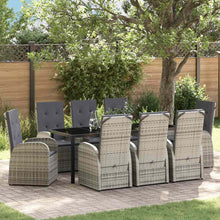 Tuin Eettafelset Met Kussen 9 Pcs Grijs Poly Rattan