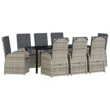 Tuin Eettafelset Met Kussen 9 Pcs Grijs Poly Rattan