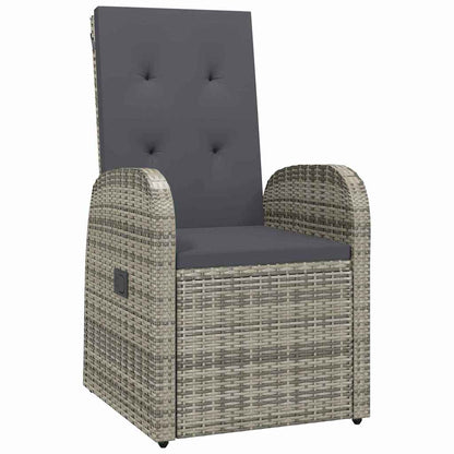 Tuin Eettafelset Met Kussen 9 Pcs Grijs Poly Rattan