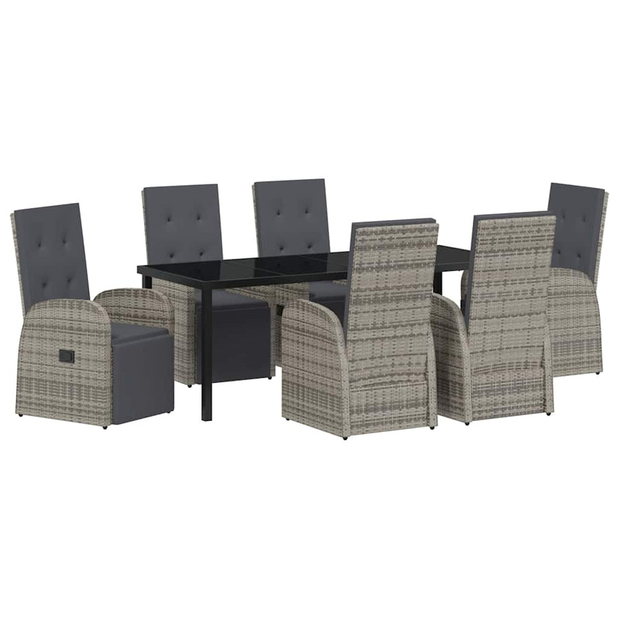 Tuin Eettafelset Met Kussen 7 Pcs Grijs Poly Rattan Beige En Zwart