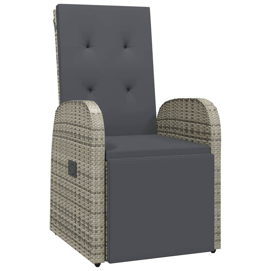 Tuin Eettafelset Met Kussen 7 Pcs Grijs Poly Rattan Beige En Zwart