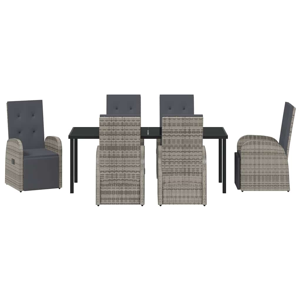 Tuin Eettafelset Met Kussen 7 Pcs Grijs Poly Rattan Beige En Zwart