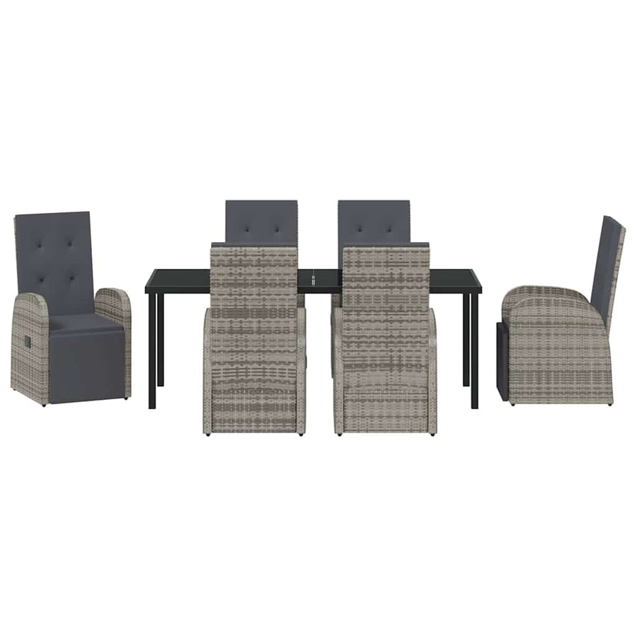 Tuin Eettafelset Met Kussen 7 Pcs Grijs Poly Rattan Beige En Zwart