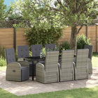 Tuin eettafelset 9-delig poly rattan grijs