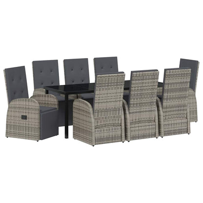 Tuin Eettafelset Met Kussen 9 Pcs Grijs Poly Rattan Beige En Zwart