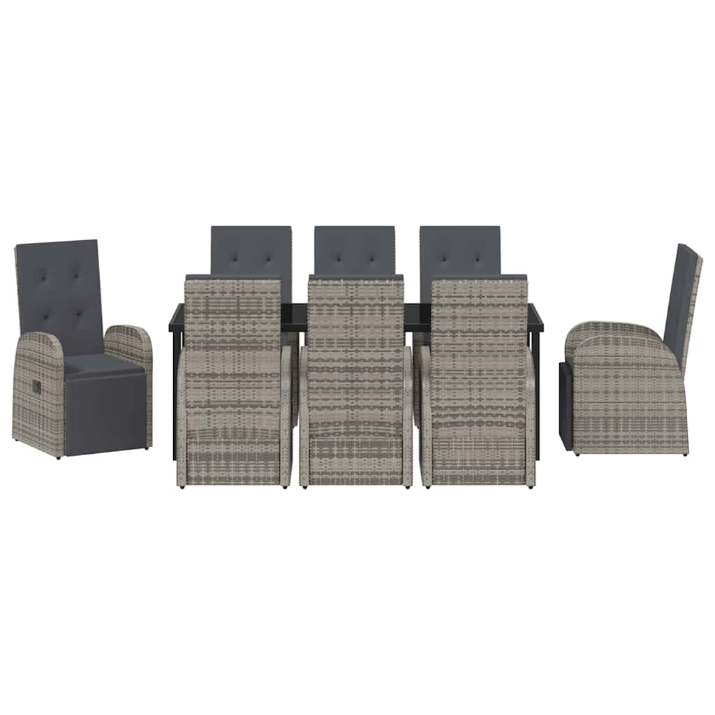 Tuin Eettafelset Met Kussen 9 Pcs Grijs Poly Rattan Beige En Zwart