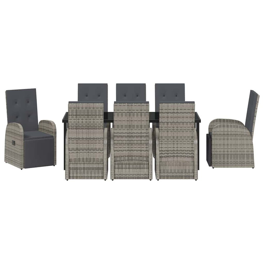 Tuin Eettafelset Met Kussen 9 Pcs Grijs Poly Rattan Beige En Zwart