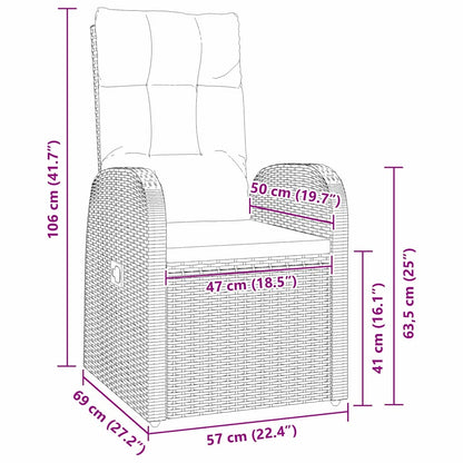 Tuin eettafelset met kussen 5 pcs Zwart poly rattan