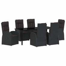 Tuin Eetset met kussen 7 pcs Zwart poly rattan