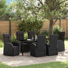 Tuinset poly rattan 7-delig zwart