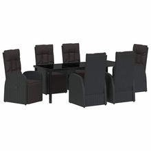 Tuin Eetset met kussen 7 pcs Zwart poly rattan