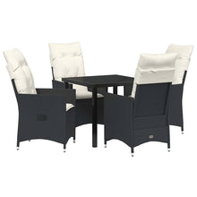 Tuin eettafelset met kussen 5 pcs Zwart poly rattan