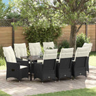 Tuinset 9-delig poly rattan zwart met kussens