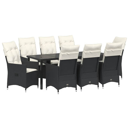 Tuin Eettafelset Met Kussen 9 Pcs Zwart Poly Rattan Antraciet