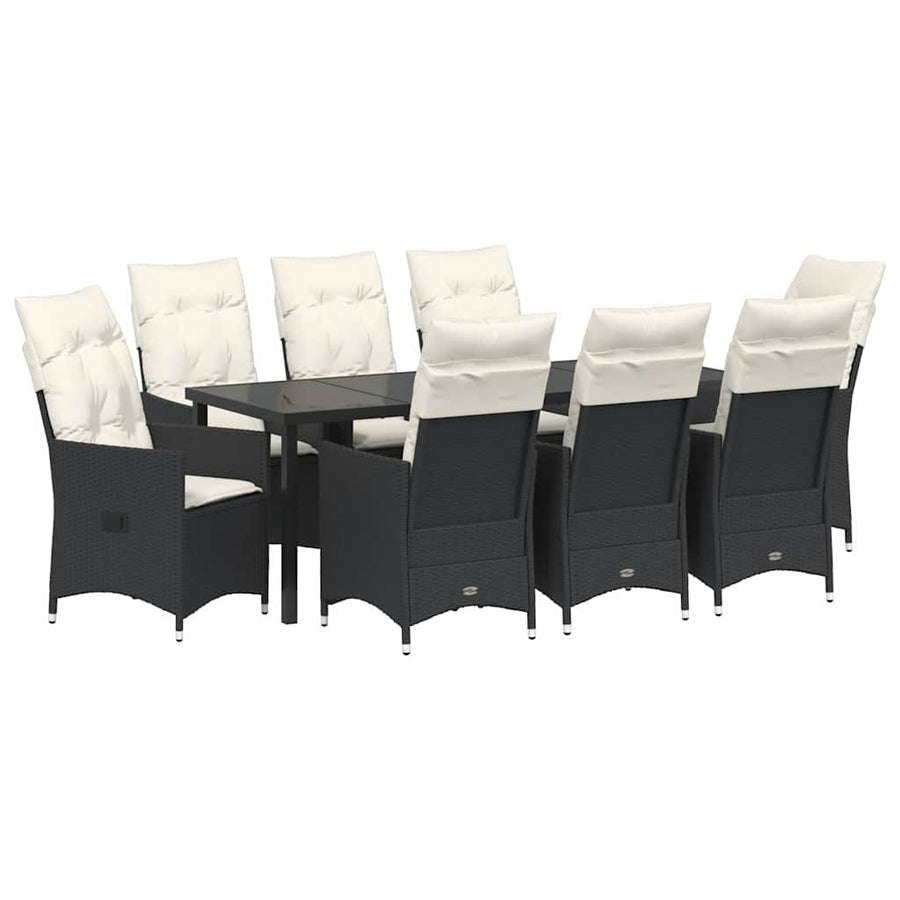 Tuin Eettafelset Met Kussen 9 Pcs Zwart Poly Rattan Antraciet