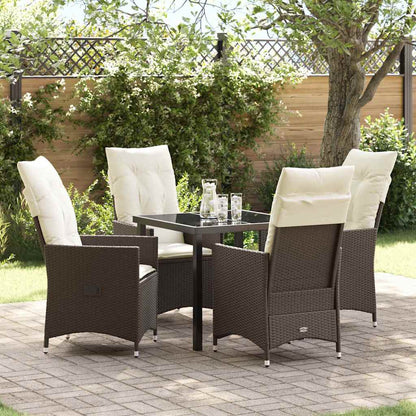 Tuin eettafelset met kussen 5 pcs Bruin poly rattan