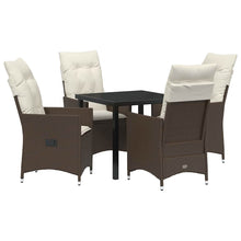 Tuin eettafelset met kussen 5 pcs Bruin poly rattan
