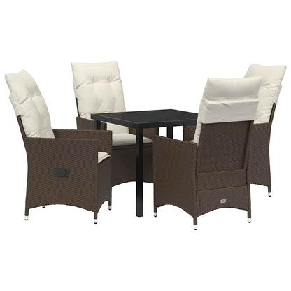 Tuin eettafelset met kussen 5 pcs Bruin poly rattan