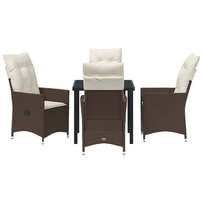 Tuin eettafelset met kussen 5 pcs Bruin poly rattan