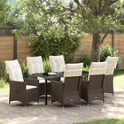Tuin eettafelset poly rattan 7-delig bruin