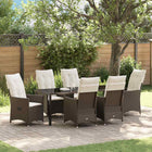 Tuin eettafelset poly rattan bruin 7-delig