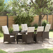 Tuin Eettafelset Met Kussen 7 Pcs Bruin Poly Rattan