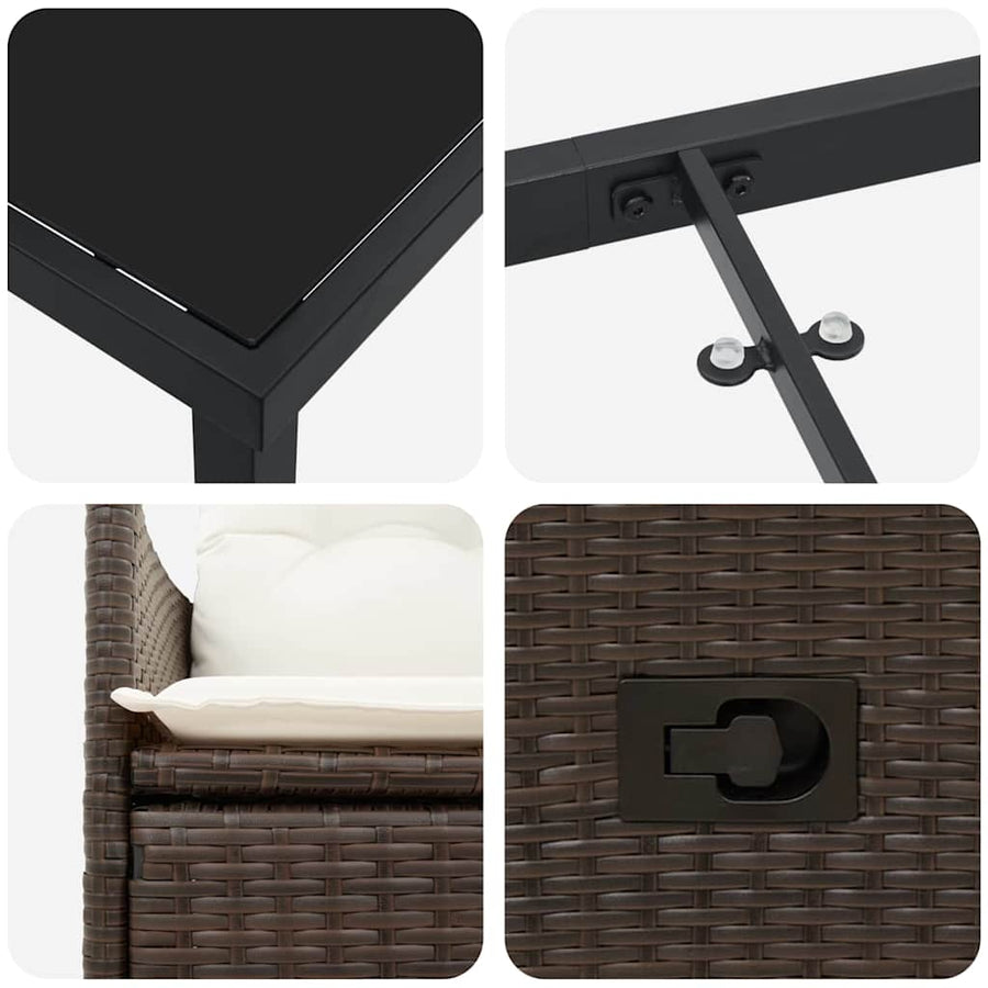 Tuin Eetset Met Kussen 9 Pcs Bruin Poly Riet