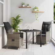 Tuin eettafelset poly rattan grijs 2 persoons