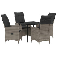 Tuin eettafelset met kussen 5 pcs Grijs poly rattan