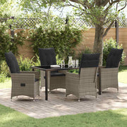 Tuin eettafelset poly rattan grijs 4 personen