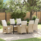 Tuin eettafelset 7-delig poly rattan beige