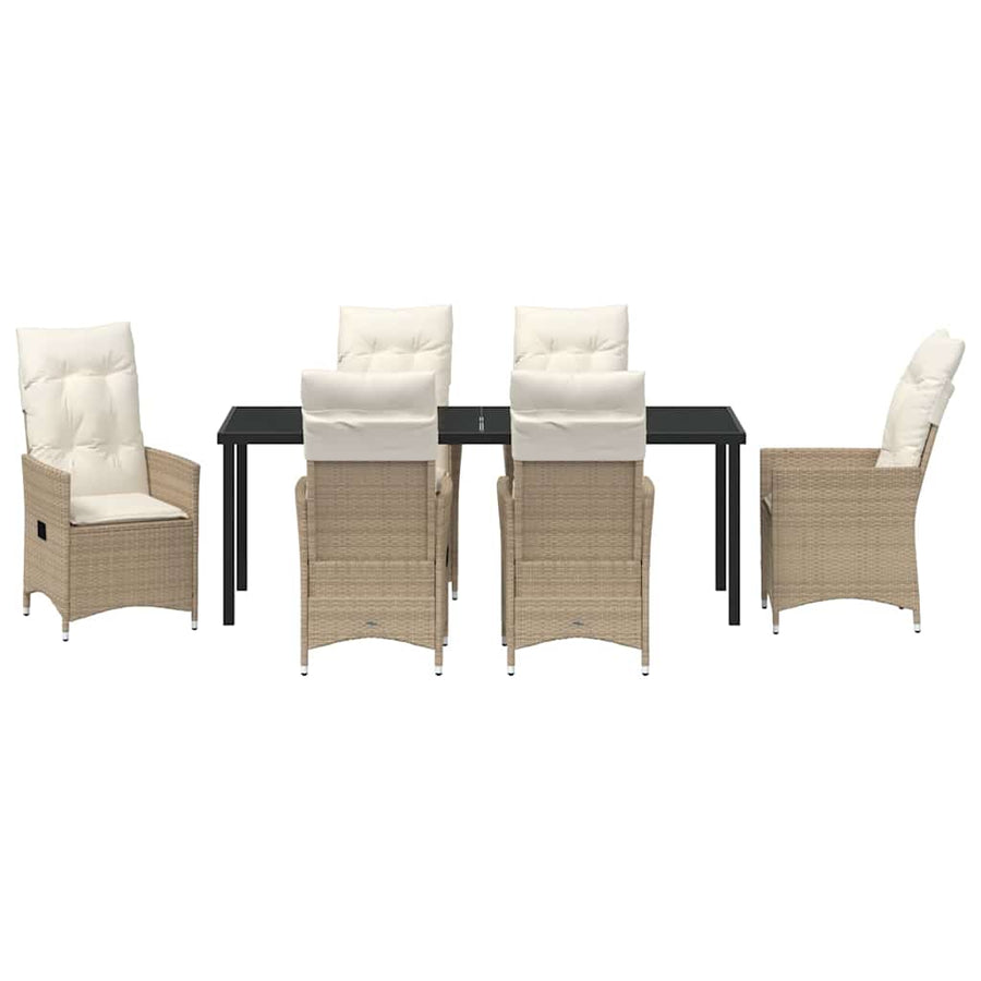 Tuin Eettafelset Met Kussen 7 Pcs Beige Poly Rattan Antraciet