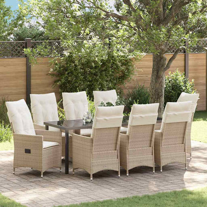 Tuin Eettafelset Met Kussen 9 Pcs Beige Poly Rattan Antraciet