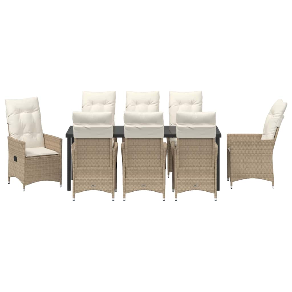 Tuin Eettafelset Met Kussen 9 Pcs Beige Poly Rattan Antraciet